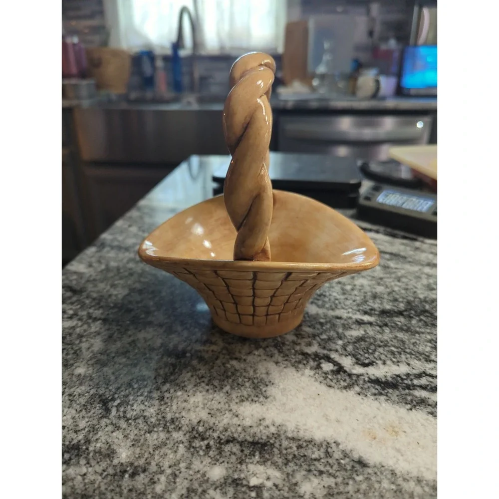 Vintage Studio Art Ceramic Basket Candy Dish Easter Basket